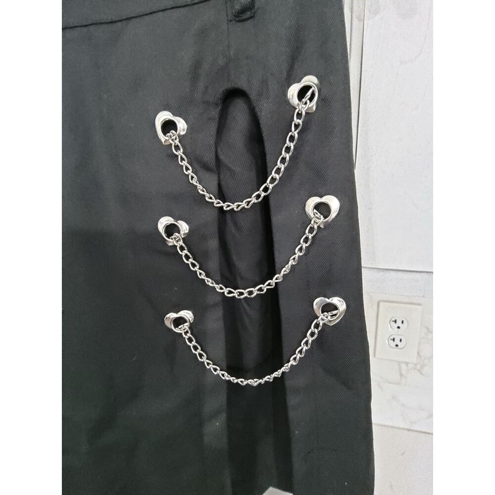 Y2K Black grunge Academia chain pleated flowy skirt Hot Topic NWT - Picture 2 of 4
